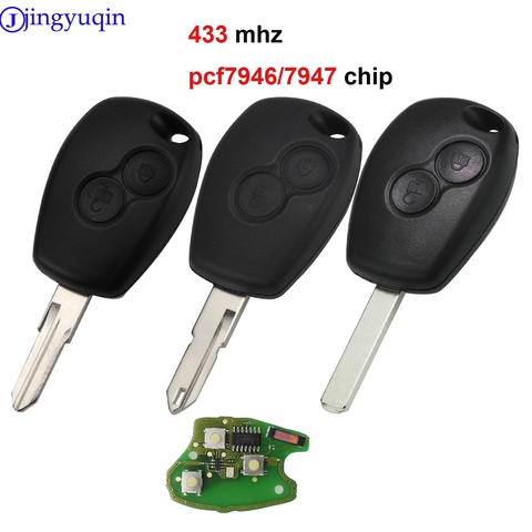 Jingyuqin – clé télécommande à 2 boutons, 433MHz, pour Renault Duster, Modus, Clio 3, Twingo, DACIA Logan, Sandero, Kangoo, puce PCF7947, PCF7946 ► Photo 1/5