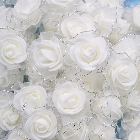 Têtes de roses artificielles 4cm 20 pièces | Mousse de fleurs artificielles avec Tulle scintillant, Bouquet couronne de fleurs pour décoration Tutu de mariage, Scrapbook bricolage ► Photo 1/6