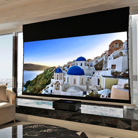 8K Laser TV auto-levant dans le plafond tendu UST ALR écran t-prisme lumière ambiante rejetant l'écran pour projecteur UST ► Photo 1/1