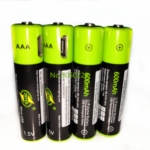 4 pièces/lot ZNTER 1.5V AAA batterie rechargeable 600mAh USB rechargeable batterie au lithium polymère charge rapide via câble Micro USB ► Photo 1/5