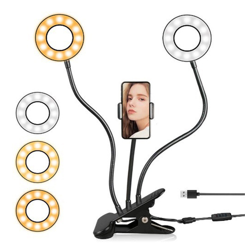 Lumière D'anneau De Selfie Avec Le Long Bras Portable Paresseux Support Pour Téléphone Support Photographie ringlight lumière LED POUR Youtube tik tok en direct ► Photo 1/6