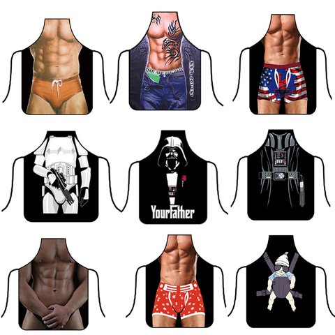 Nouveau 26 Types Muscle homme cuisine tablier Sexy femme drôle tablier imprimé bavoirs cuisson fête nettoyage mignon tabliers pour WomenCS269 ► Photo 1/6