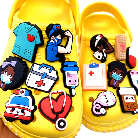 Vente chaude 1 pièces équipement médical icône chaussures breloques pour bricolage Croc JIBZ accessoires infirmière trou pantoufle bracelet décoration cadeaux ► Photo 1/6