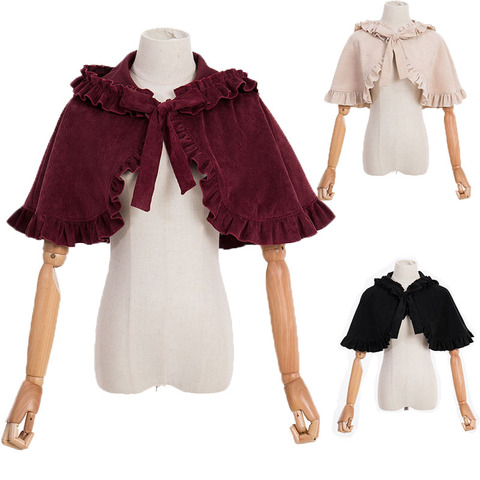 Manteau à capuche Vintage pour femmes, châle, petit chaperon rouge, Lolita, court, nœud papillon, manteau pour filles ► Photo 1/6
