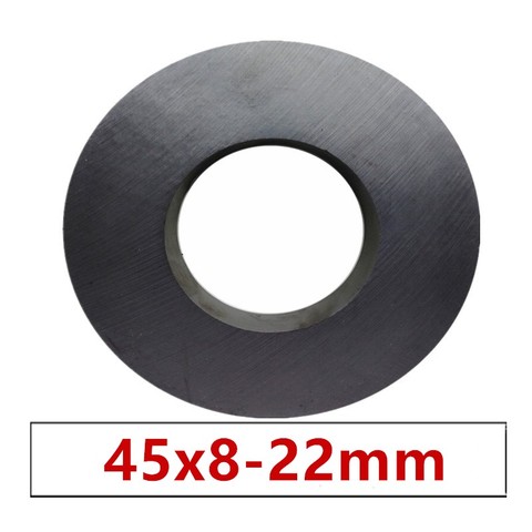 Lot de 1 à 10 aimants permanents en Ferrite, 45x8mm, avec trou de 22mm, 45x8mm, pour haut-parleur rond noir, en céramique, 45x8, 45x22x8mm ► Photo 1/6