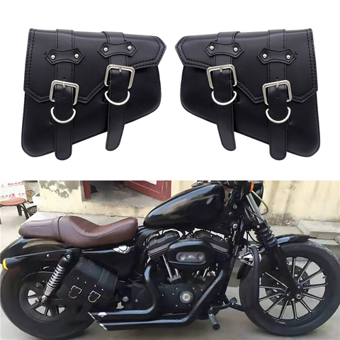 Moto étanche sac moto selle sacs Pu cuir moto côté sac à outils porte bagage pour Sportster XL 883 1200 ► Photo 1/6