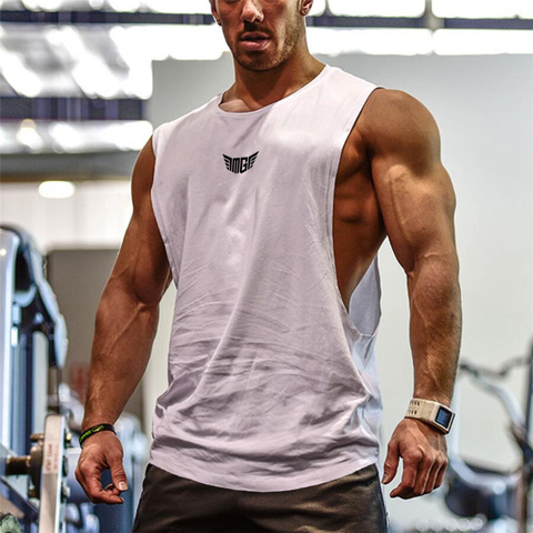 Débardeur de musculation pour hommes, chemise de sport sans manches pour hommes, gilet de Fitness, emmanchures, tee-shirt en coton solide, Singlets de gymnastique ► Photo 1/6