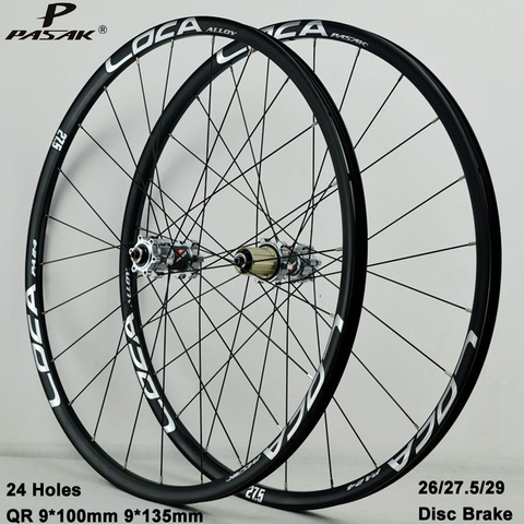 Paire de roues Pasak vtt 26 27.5 29er 700C jantes 24 trous traction droite frein à disque roulement lisse avant 2 arrière 4 Alu roues ultralégères ► Photo 1/6