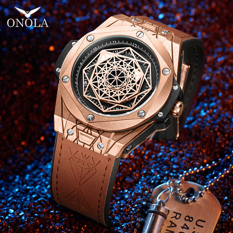 Luxe or haut marque mode montre à Quartz personnalisée hommes inhabituel Unique étanche montre-bracelet mâle Relogio Masculino mari cadeau ► Photo 1/6