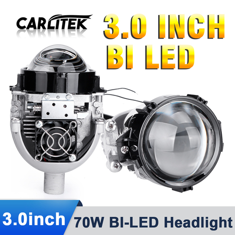 Carlitek – lentilles de projecteur bi-led H1, ampoule 9005 9006 H4 H7, lampes LED pour phare de voiture, rénovation de style, lentille de faisceau Hi/Lo SA, 2 pièces ► Photo 1/1