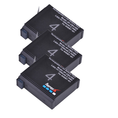 Batteries 1500mAh AHDBT-401, 3 pièces, pour GoPro Hero 4, caméra d'action, noir/argent/blanc ► Photo 1/6