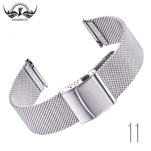 Bracelet en maille d'acier inoxydable pour hommes et femmes, bracelets de montre en maille à dégagement rapide 16mm 18mm 19mm 20mm 21mm 22mm ► Photo 1/6