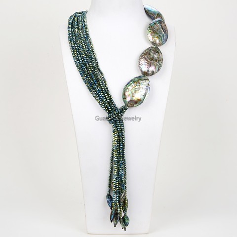 GG bijoux-collier en cristal naturel 22 pouces, coquille d'abalone Paua ► Photo 1/3