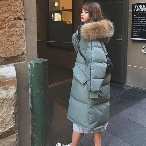 Parka à col en vraie fourrure pour femme, doudoune d'hiver 2022, manteau épais pour la neige ► Photo 1/6