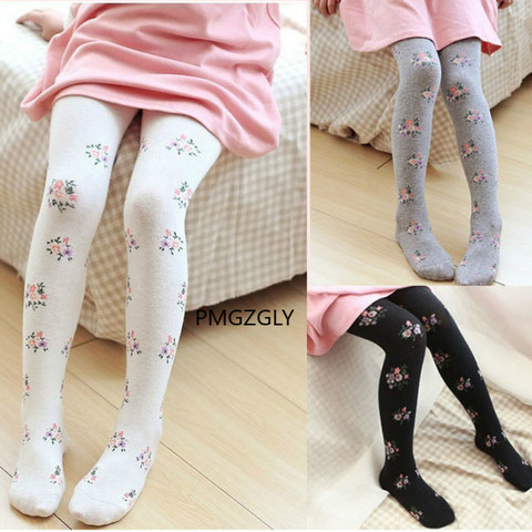 Collants en coton élastique pour filles de 2 à 8 ans, bas pour bébés et enfants en bas âge, en tricot Floral, Style Floral ► Photo 1/6