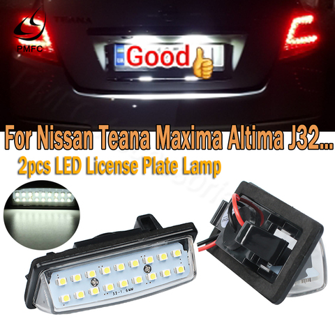 PMFC 1LED plaque d'immatriculation lampe voiture lumière 1 paire 18 3528 SMD adapté pour Nissan TEANA J31 J32 Maxima Cefiro Altima Rogue Sentra ► Photo 1/6