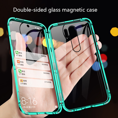 Coque métallique à absorption magnétique 360, étui en verre NFC pour Xiaomi Redmi Note 9 8 7 K20 Pro 8T 9A 8A Mi Note 10 10T Lite Pro Poco X3 ► Photo 1/6