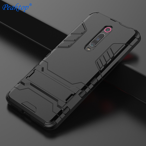 Coque rigide antichoc en Silicone pour Xiaomi Mi 9 T, avec support, armure, étui pour téléphone ► Photo 1/6