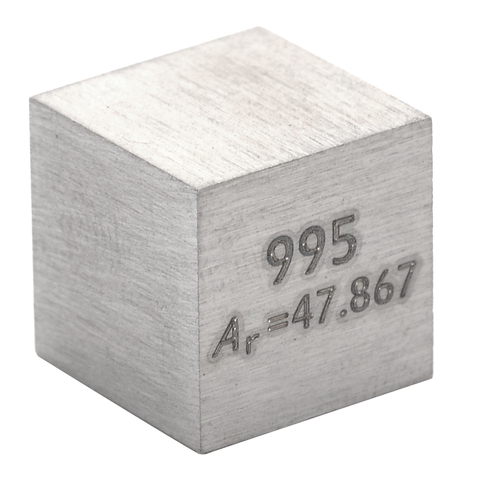 99.5% haute pureté métal Ti bloc pur titane Cube élément sculpté Table périodique merveilleuse Collection classe fournitures 10*10*10mm ► Photo 1/6