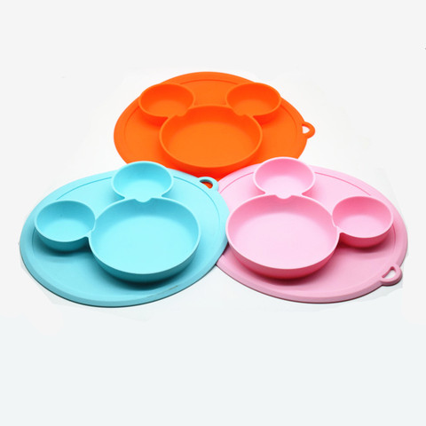 Assiette pour enfants avec bol pour bébé en Silicone, aspiration sans BPA vaisselle pour enfants plats à manger ► Photo 1/6