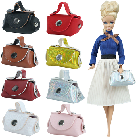 1 pièces mode dame en cuir sac mode sac à main tissu lumineux sac à main vêtements robe accessoires pour Barbie poupée maison fille jouet ► Photo 1/6