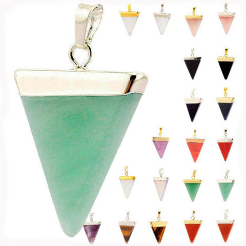 Pierre naturelle Triangle collier pendentif vert Tangling Triangle pendentif utilisé pour la fabrication de bijoux collier à faire soi-même bijoux accessoires ► Photo 1/5