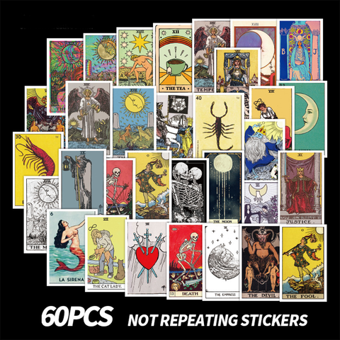 50/60 pièces Tarot cartes Divination Graffiti autocollants pour cahiers voiture papeterie ordinateur portable Adesivos artisanat fournitures Tarot autocollant ► Photo 1/6