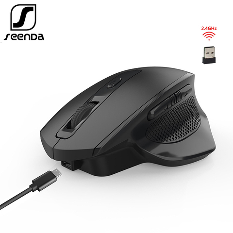 SeenDa – souris de jeu sans fil 2.4G, Rechargeable, silencieuse, avec 6 boutons, pour ordinateur portable et de bureau, récepteur USB ► Photo 1/6