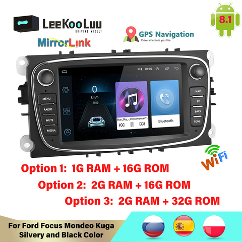 LeeKooLuu – Autoradio avec lecteur multimédia, Android, GPS, Wifi, 2 Din, pour FORD Focus, Mondeo, S-MAX, C-MAX, Galaxy, caméra arrière ► Photo 1/6