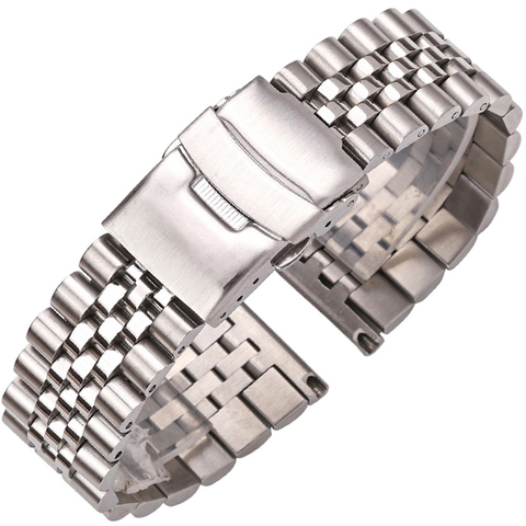 Bracelet de montre en acier inoxydable pour femmes et hommes, 20mm, 22mm, 24mm, argent, métal massif, accessoires ► Photo 1/6