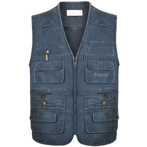 Gilet d'été en Denim coton pour hommes, grande taille 6XL et 7XL, veste sans manches, poches multiples, photographie ► Photo 1/6