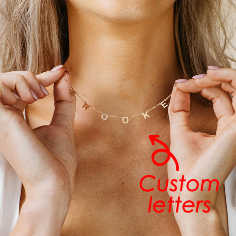 EManco personnalisé en acier inoxydable nom collier personnalisé lettre collier ras du cou pendentif plaque signalétique cadeau livraison directe ► Photo 1/5