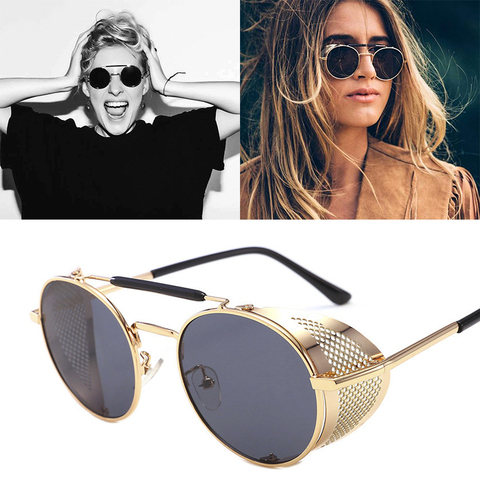 2022 nouveau rond Steampunk lunettes de soleil hommes femmes mode métal lunettes marque Design Vintage lunettes de soleil haute qualité UV400 Gafas ► Photo 1/6