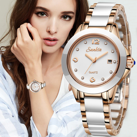 SUNKTA mode femmes montres or Rose dames Bracelet montres Reloj Mujer 2022 nouveau créatif étanche Quartz montres pour les femmes ► Photo 1/6