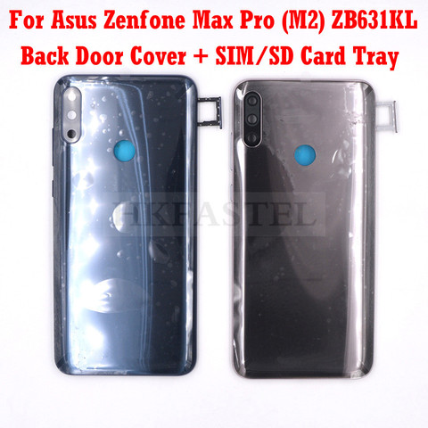 Coque arrière pour Asus Zenfone Max Pro (M2) ZB631KL, couvercle de porte de batterie, plateau de carte SIM SD, bouton de volume d'alimentation, nouveau, Original ► Photo 1/6