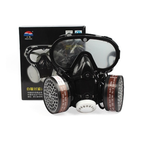 Masque à gaz filtrant respirateur avec Protection des yeux, cartouches chimiques militaires, Spray de peinture chimique Anti-Impact, travail industriel ► Photo 1/6