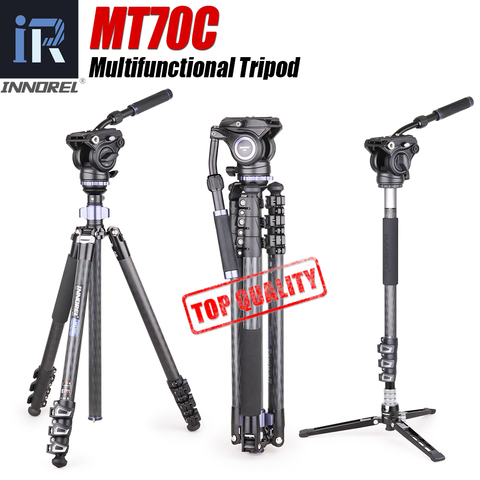 MT70C 10 couches trépied en Fiber de carbone monopode tête fluide panoramique professionnel vidéo monopode Kit pour appareil photo reflex numérique caméscope ► Photo 1/6