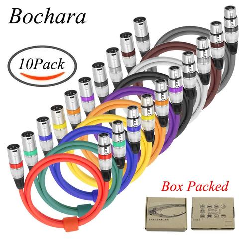 Bochara 3Pin XLR câble mâle à femelle M/F câble Audio feuille + tressé blindé pour Microphone mélangeur amplificateur éclairage de scène 10Pack ► Photo 1/6