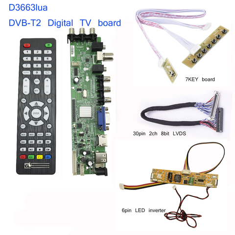 Carte de contrôleur lcd VGA USB AV D3663lua, pilote universel de TV LCD, kit complet pour M215HGE-L10 VD M215HW01 VB ► Photo 1/6