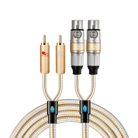 Câble Audio 2 RCA mâle vers 2 XLR femelle pour amplificateur, Microphone, haut-parleur Hi-Fi, système stéréo pour Home cinéma, cordon de Console de mixage ► Photo 1/6