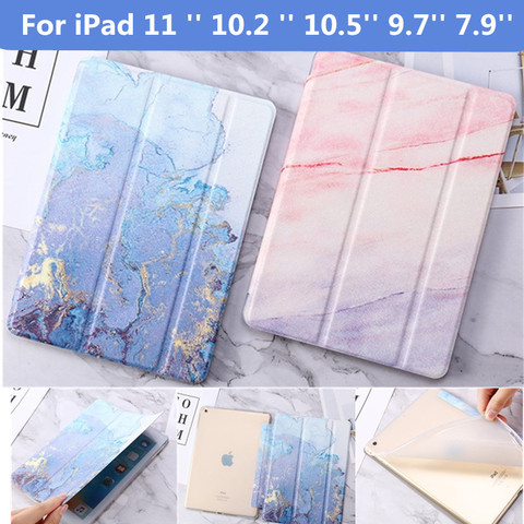 Pour iPad 10.2 2022 pli étui souple pour iPad Air 2 9.7 2017 2022 marbre tablette couverture pour iPad 234 Mini12345 Pro 9.7 10.5 air 3 ► Photo 1/6