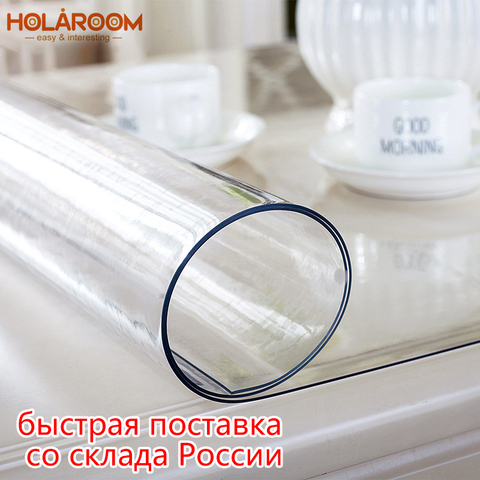 Nappe en verre souple Transparent PVC nappe étanche à l'huile cuisine salle à manger rectangulaire Table couverture mat clair 1.0mm ► Photo 1/6