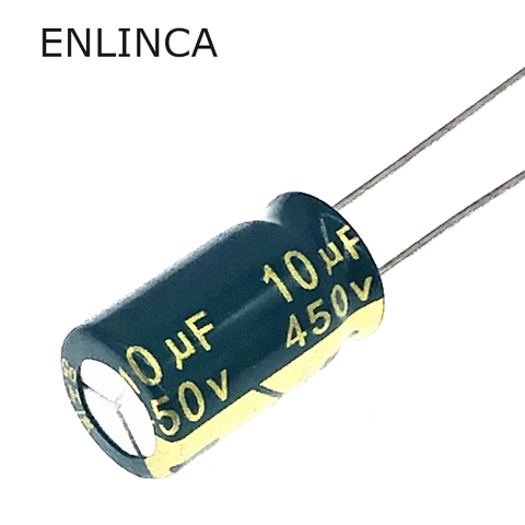 Condensateur électrolytique en aluminium, 450v, 10uf, 20% v, 10uf, taille 10x17mm, 3 pièces/lot ► Photo 1/1