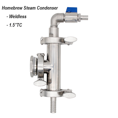 Condenseur de vapeur sans soudure 1.5 pouces, acier inoxydable 304 de qualité alimentaire, à trois pinces, pour faire bouillir la bouilloire à l'intérieur ► Photo 1/5