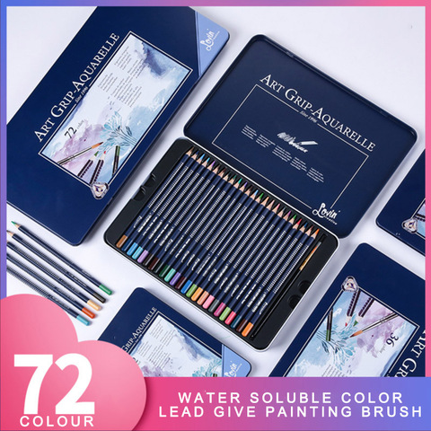 Ensemble de crayons de couleur hydrosoluble 12/24/36/48/72 couleurs épais triangle log peinture enfants dessin animé dessin crayon Art fournitures ► Photo 1/6