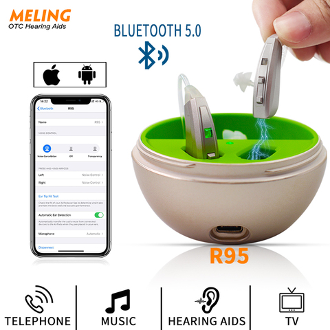 Aide auditive numérique R95, Bluetooth, Mini amplificateur de son d'oreille, sans fil, soins auditifs ► Photo 1/6