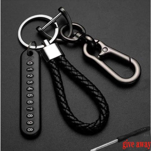 Cadeau pour mari haute qualité en métal voiture porte-clés Anti-perte plaque d'immatriculation tressé corde pendentif porte-clés Punk accessoires ► Photo 1/6