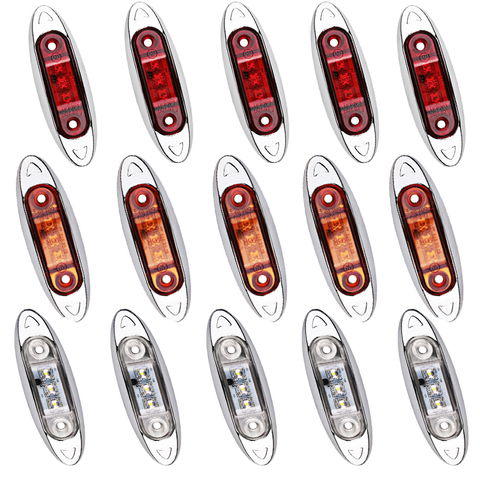 Lot de 10 feux latéraux LED pour voiture 12V 24V, lampe de dégagement, camion, Van, remorque, feux rouges, voyant d'avertissement ► Photo 1/6