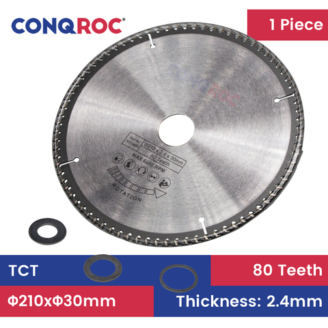 210x30mm TCT lame de scie circulaire 80 dents bois disque de coupe carbure pointe bois lame de scie ► Photo 1/6