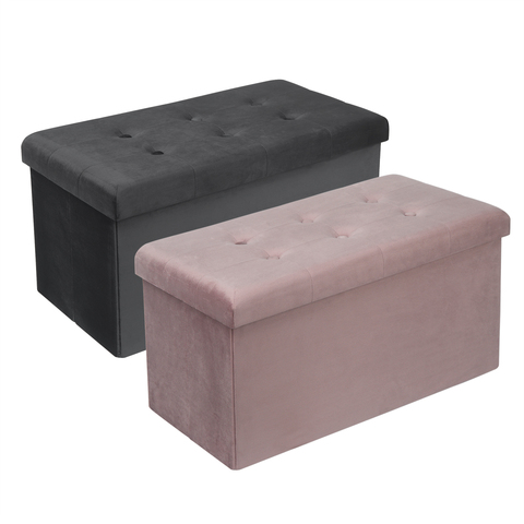 Rangement fonctionnel tabouret de pied pouf banc coffre pliant Cube de rangement coloré boîte de rangement siège rembourré couvercle amovible ► Photo 1/6